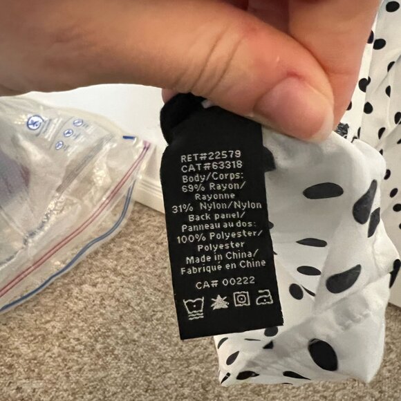 JESSICA Petite 3/4 Sleeve Polka Dot Flowy Back Black Knit Blouse - Picture 5 of 5